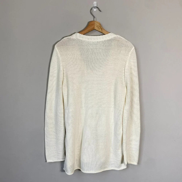 J. Jill Scoop Neck Knit Pullover Sweater Women's Medium Ivory Cozy Comfy Classic - Picture 3 of 11